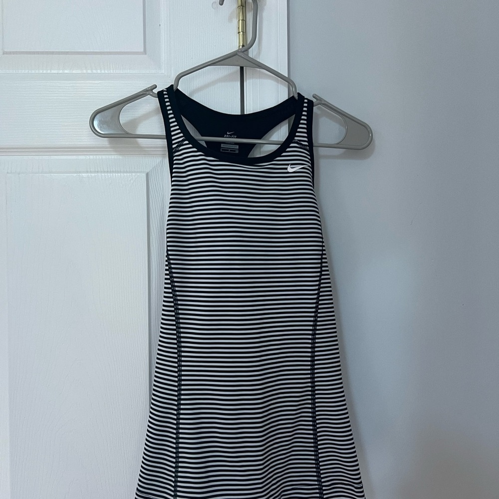 Nike Dri-FIT Black and White Striped Top